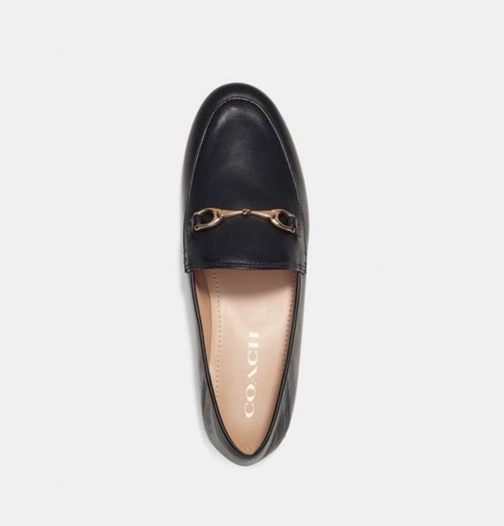 Coach Haley Horsebit Loafers Black Leather Womens Size 6.5 Slip-On Flats